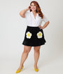 Smak Parlour Plus Size Black Daisy Pocket Cotton Flounce Mini Skirt