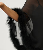 Smak Parlour Plus Size Black Feathered Cape Maxi Dress - Unique Vintage - Womens, DRESSES, MAXI