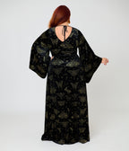 Smak Parlour Plus Size Black & Gold Moth Print Stevie Maxi Dress - Unique Vintage - Womens, DRESSES, MAXI