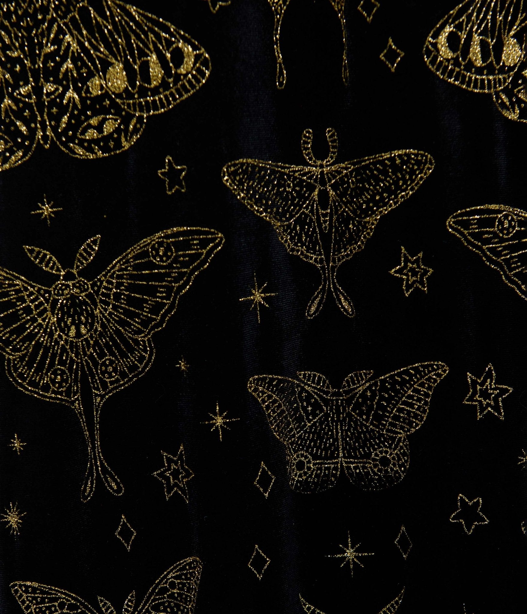Smak Parlour Plus Size Black & Gold Moth Print Stevie Maxi Dress - Unique Vintage - Womens, DRESSES, MAXI