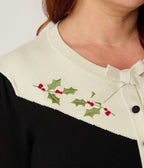 Smak Parlour Plus Size Black & Ivory Holly Embroidered Cardigan - Unique Vintage - Womens, TOPS, SWEATERS