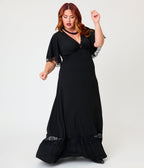 Smak Parlour Plus Size Black Lace Inset Maxi Dress - Unique Vintage - Womens, DRESSES, MAXI