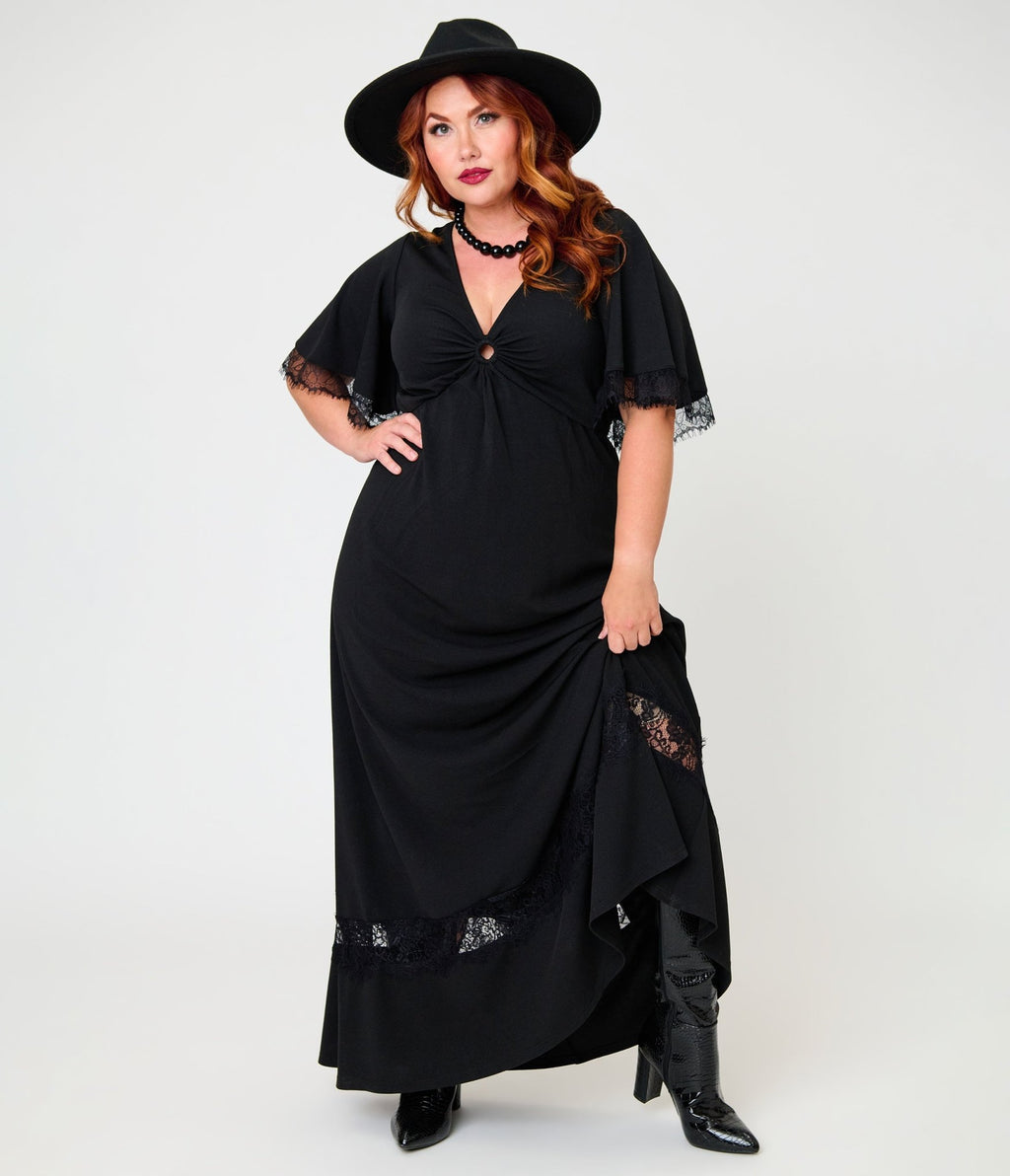 Smak Parlour Plus Size Black Lace Inset Maxi Dress 2X/20W-22W