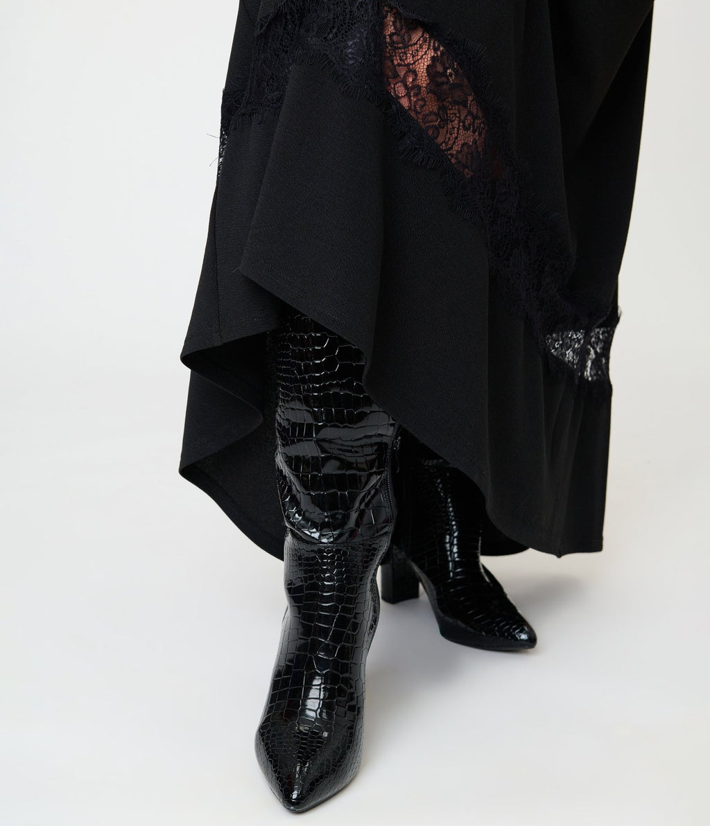 Smak Parlour Plus Size Black Lace Inset Maxi Dress - Unique Vintage - Womens, DRESSES, MAXI