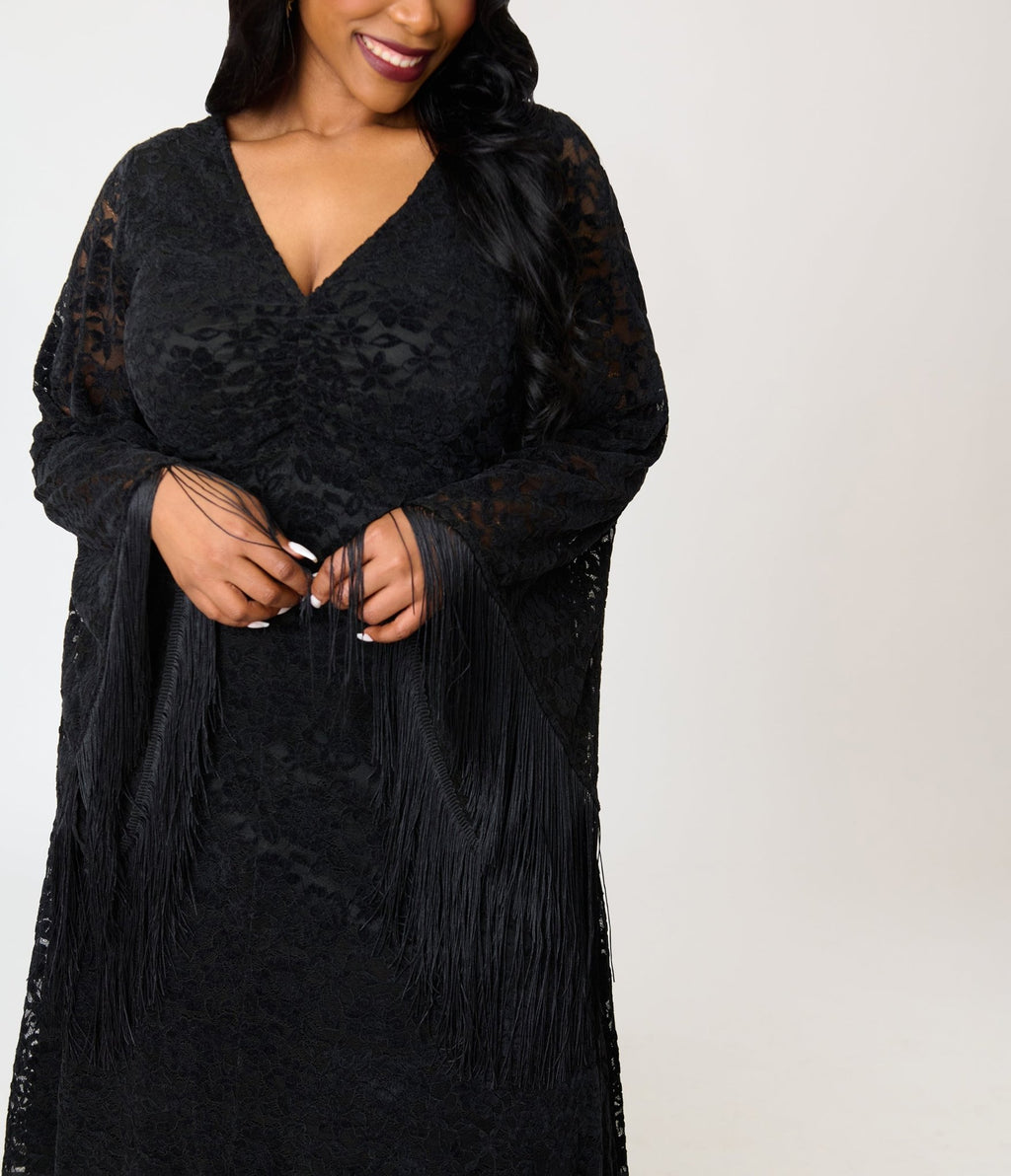 Smak Parlour Plus Size Black Lace Stevie Maxi Dress - Unique Vintage -