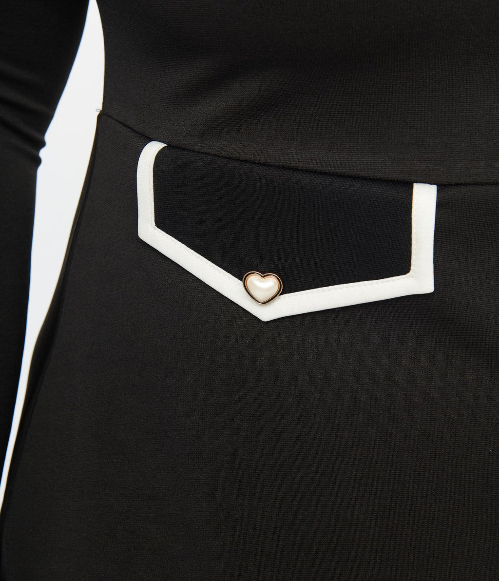 Smak Parlour Plus Size Black Mock Turtleneck Fit & Flare Dress - Unique Vintage - Womens, DRESSES, A - LINE