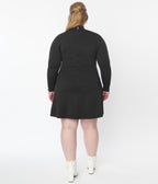 Smak Parlour Plus Size Black Mock Turtleneck Fit & Flare Dress - Unique Vintage - Womens, DRESSES, A - LINE