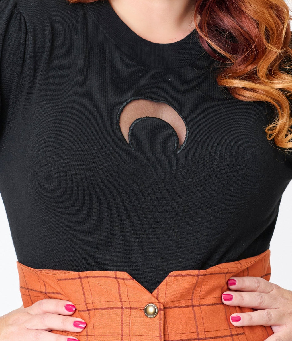 Smak Parlour Plus Size Black Moon Cutout Sweater - Unique Vintage - Womens, TOPS, SWEATERS