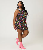 Smak Parlour Plus Size Black & Multicolor Floral Sleeveless Shift Dress - Unique Vintage - Womens, DRESSES, SHIFTS