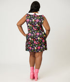 Smak Parlour Plus Size Black & Multicolor Floral Sleeveless Shift Dress - Unique Vintage - Womens, DRESSES, SHIFTS