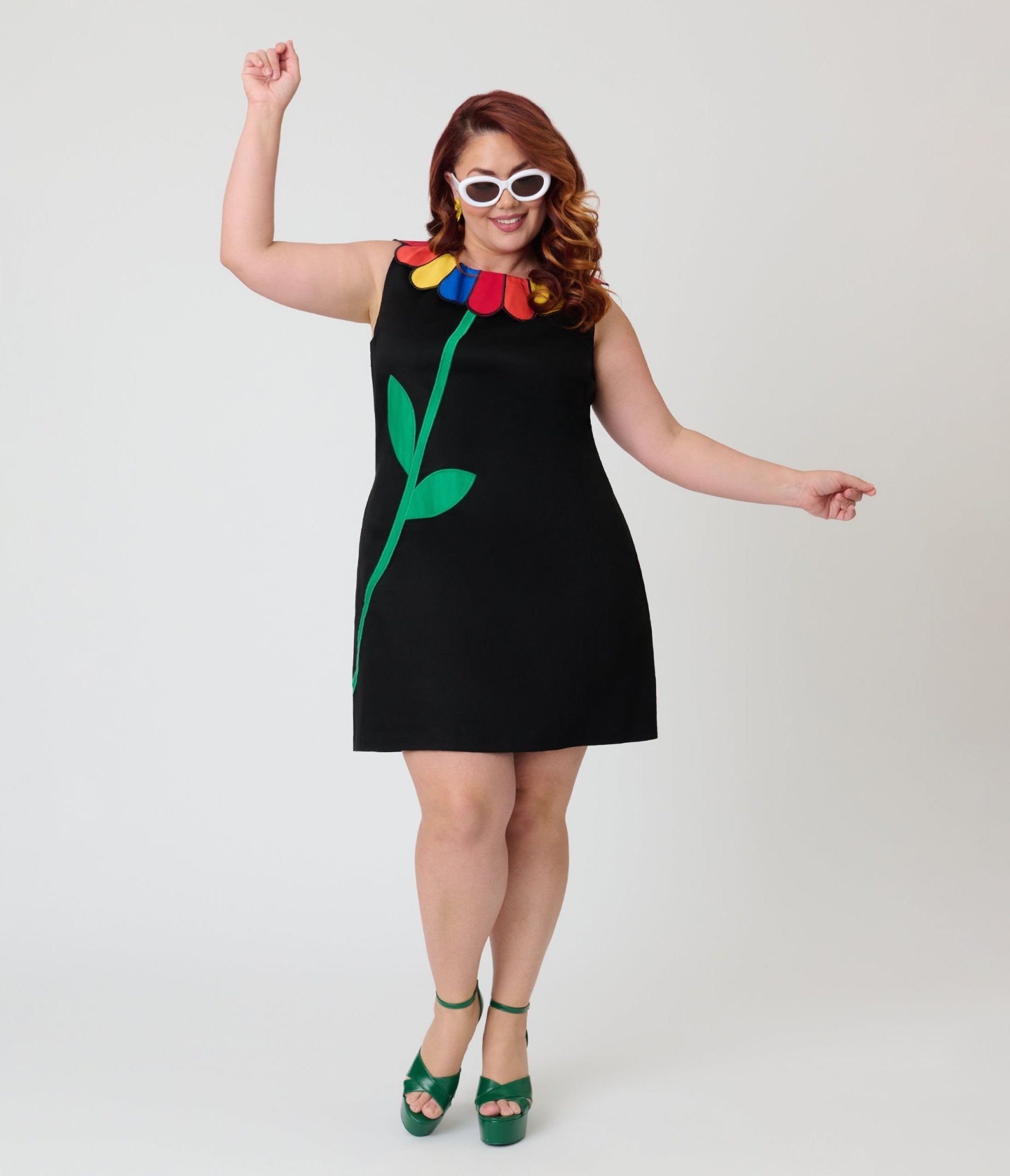 Smak Parlour Plus Size Black & Rainbow Collar Shift Dress