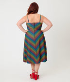 Smak Parlour Plus Size Black & Rainbow Heart Chevron Midi Dress - Unique Vintage - Womens, DRESSES, MIDI