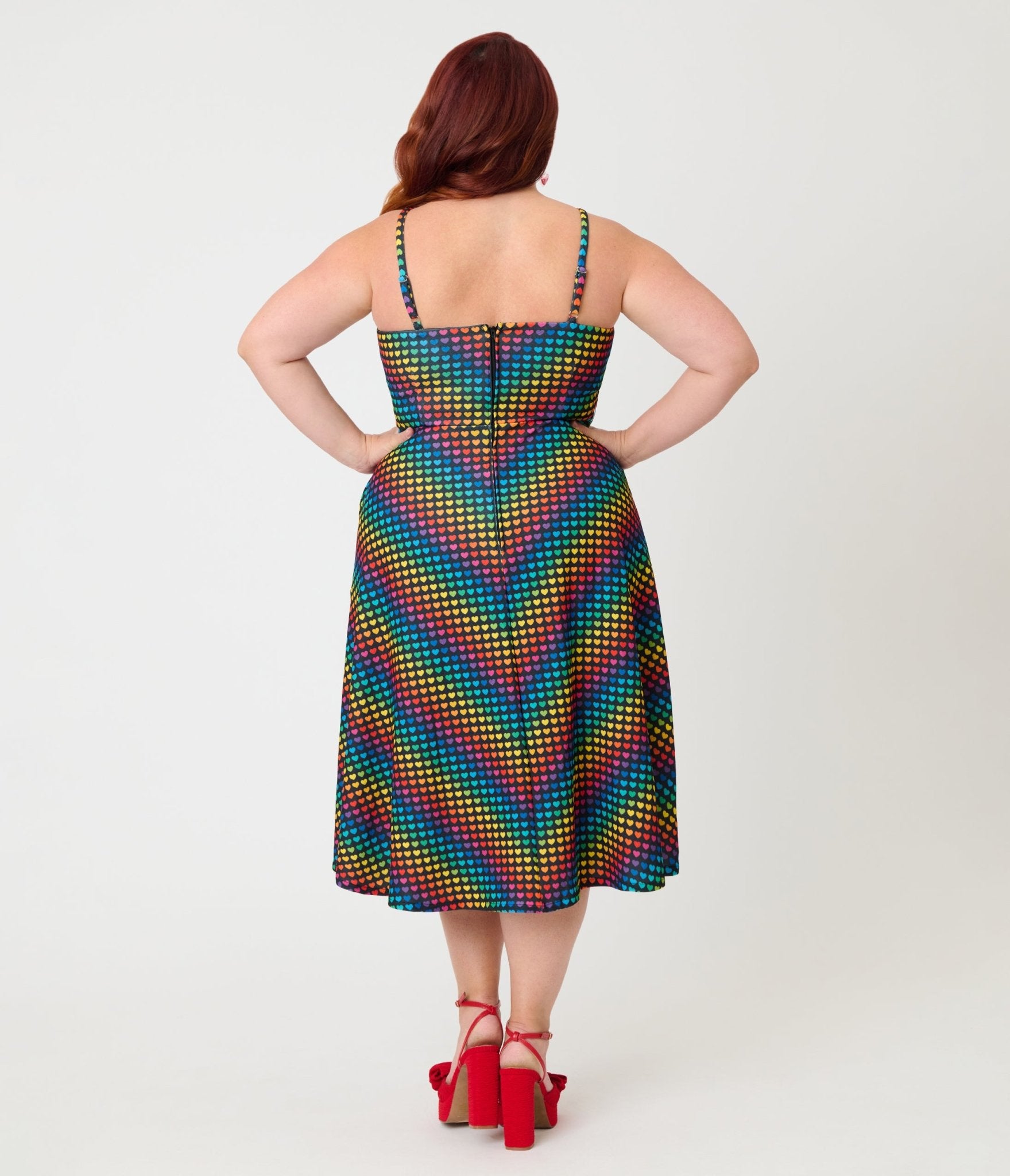 Smak Parlour Plus Size Black & Rainbow Heart Chevron Midi Dress 2X/20W-22W