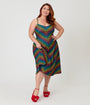 Smak Parlour Plus Size Black & Rainbow Heart Chevron Midi Dress