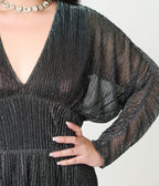 Smak Parlour Plus Size Black & Silver Shimmer Maxi Dress - Unique Vintage - Womens, DRESSES, MAXI