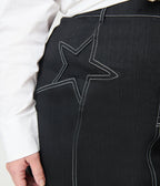 Smak Parlour Plus Size Black Star Denim Mini Skirt - Unique Vintage - Womens, BOTTOMS, SKIRTS