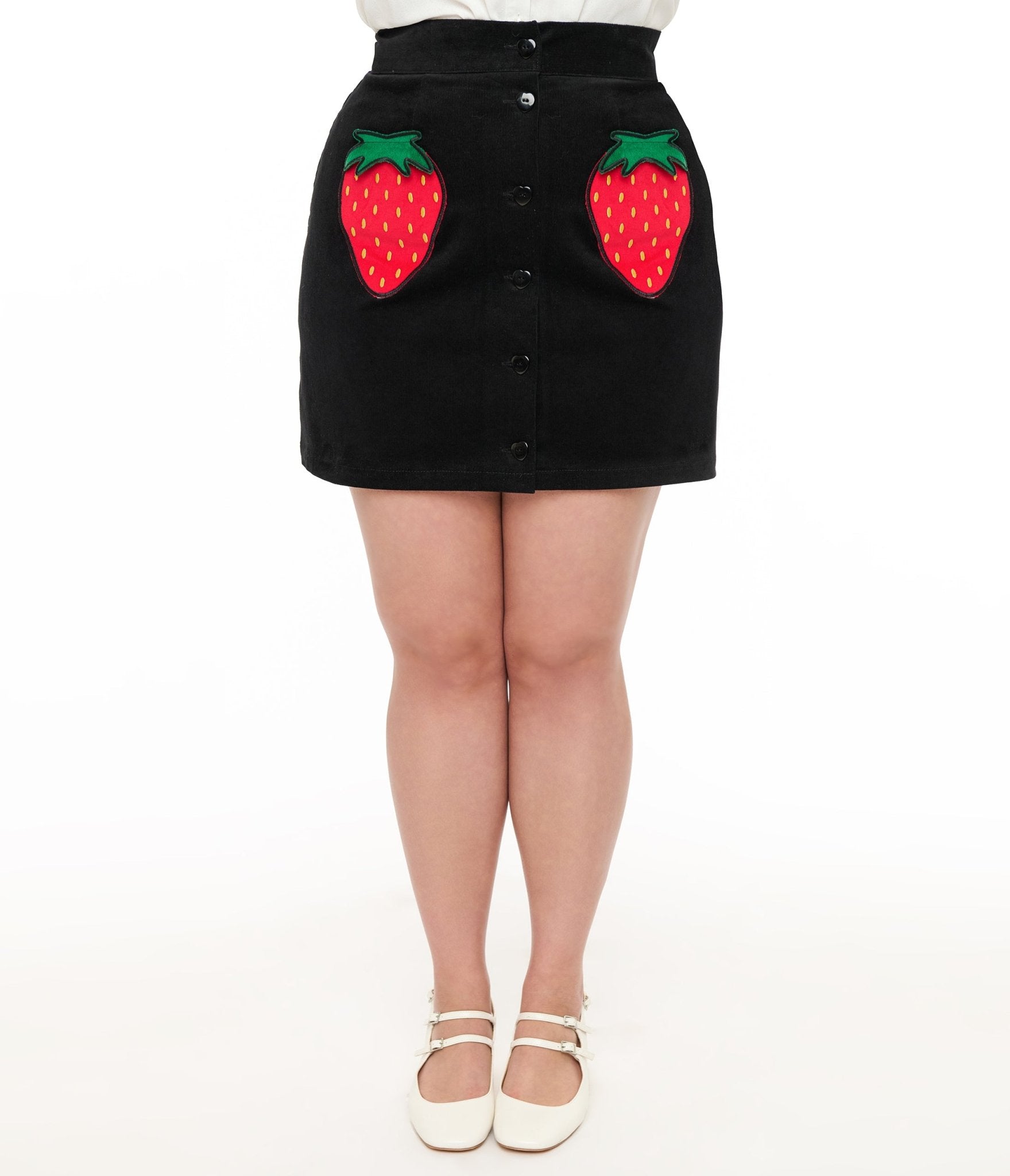 Smak Parlour Plus Size Black & Strawberry Pocket Match Game Mini Skirt - Unique Vintage - Womens, BOTTOMS, SKIRTS