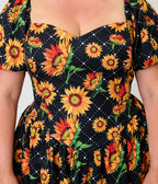 Smak Parlour Plus Size Black & Sunflower Sweetheart Swing Dress - Unique Vintage - Womens, DRESSES, SWING