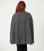 Smak Parlour Plus Size Black Tweed Plaid Savile Row Cape Coat - Unique Vintage - Womens, TOPS, OUTERWEAR