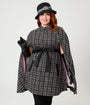 Smak Parlour Plus Size Black Tweed Plaid Savile Row Cape Coat