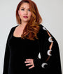 Smak Parlour Plus Size Black Velvet Moon Cutout Bell Sleeve Mini Dress