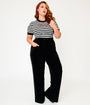 Smak Parlour Plus Size Black Velvet Wide Leg Trousers
