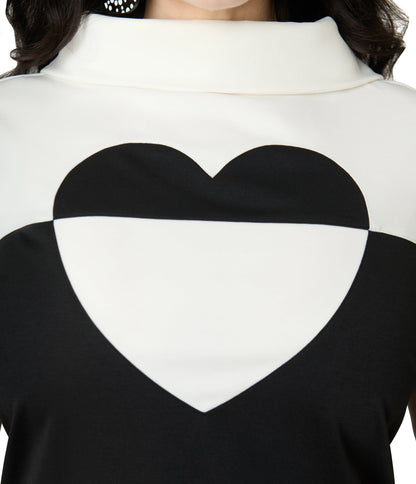 Smak Parlour Plus Size Black & White Color Block Heart Shift Dress - Unique Vintage - Womens, DRESSES, SHIFTS