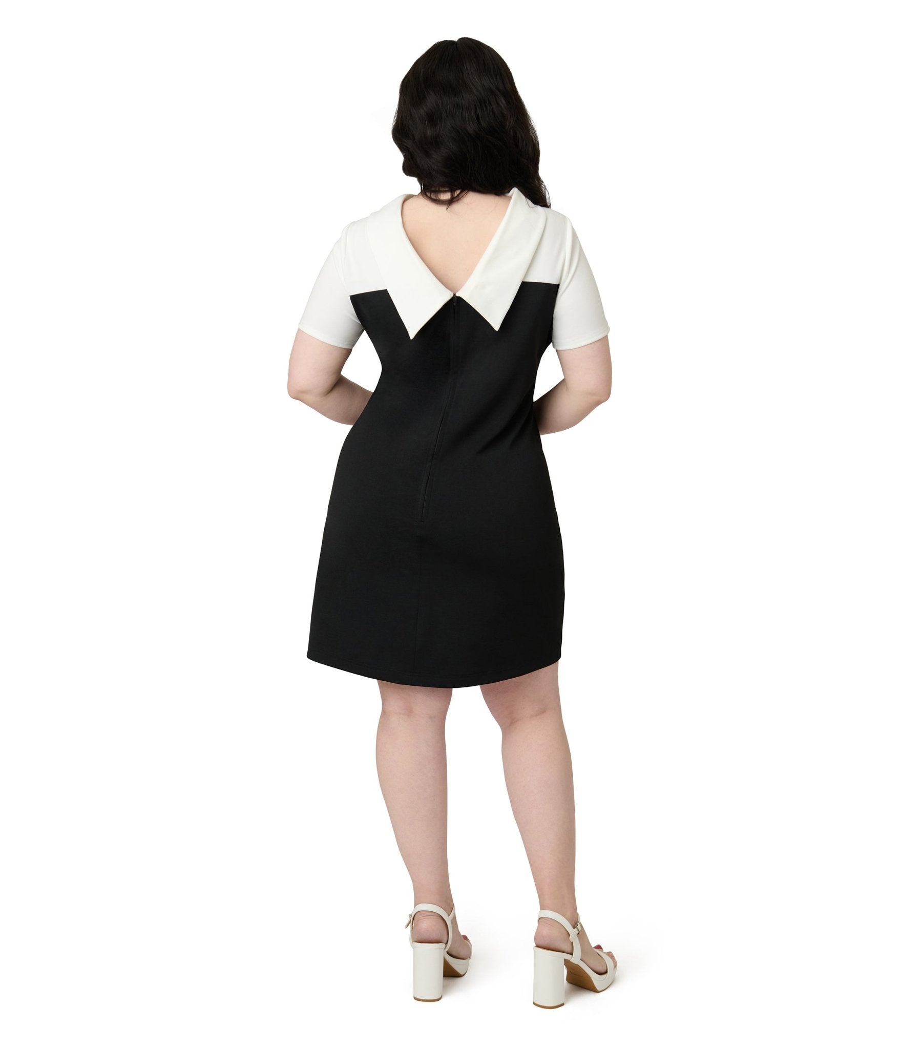 Smak Parlour Plus Size Black & White Color Block Heart Shift Dress - Unique Vintage - Womens, DRESSES, SHIFTS
