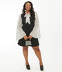 Smak Parlour Plus Size Black & White Polka Dot Bell Sleeve Flare Dress