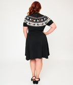 Smak Parlour Plus Size Black Witch Fair Isle Tammy Flare Dress - Unique Vintage - Womens, DRESSES, FIT AND FLARE