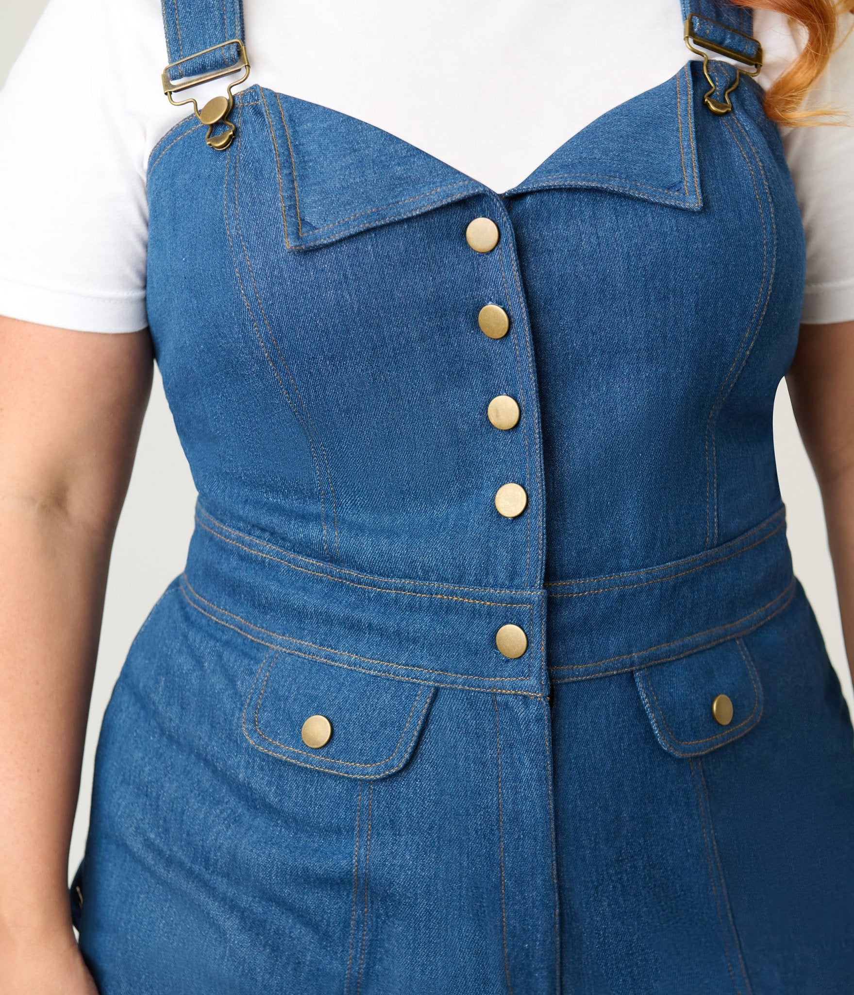 Smak Parlour Plus Size Blue Denim Wide Leg Dungarees - Unique Vintage - Womens, BOTTOMS, ROMPERS AND JUMPSUITS