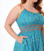 Smak Parlour Plus Size Blue Ditsy Floral Tiered Cotton Flare Dress - Unique Vintage - Womens, DRESSES, FIT AND FLARE