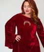 Smak Parlour Plus Size Burgundy Velvet Moon Cutout Downtown Scene Mini Dress