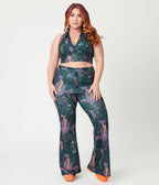 Smak Parlour Plus Size Green & Mannequin Doodle Feelin Groovy Crop Top - Unique Vintage - Womens, TOPS, KNIT TOPS