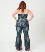 Smak Parlour Plus Size Green & Mannequin Doodle Find Your Flare Pants - Unique Vintage - Womens, BOTTOMS, PANTS