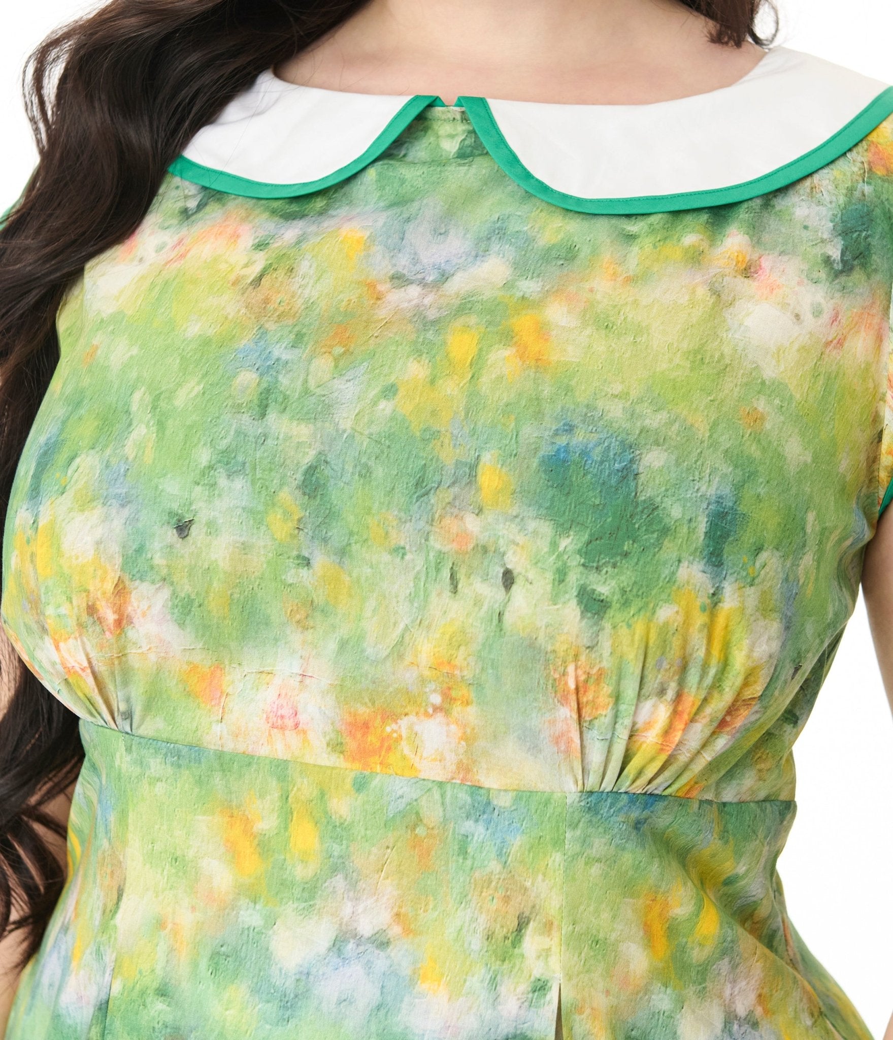 Smak Parlour Plus Size Green Painted Garden Fit & Flare Dress - Unique Vintage - Womens, DRESSES, FIT AND FLARE