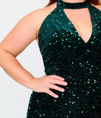 Smak Parlour Plus Size Green Velvet & Sequin Glamour Goddess Jumpsuit - Unique Vintage -