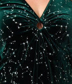 Smak Parlour Plus Size Green Velvet Silver Stars Cutout Maxi Dress - Unique Vintage - Womens, DRESSES, MAXI
