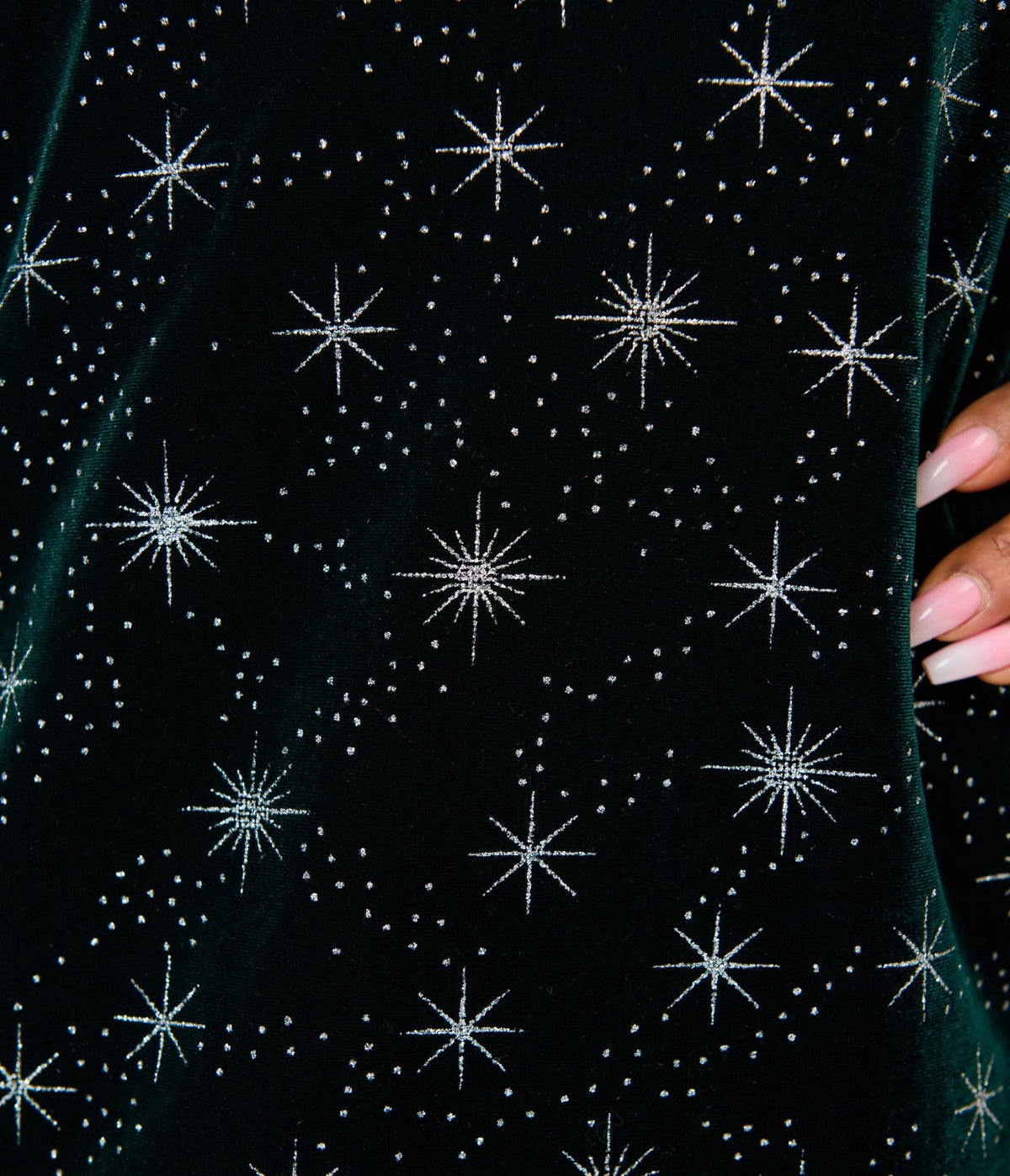 Smak Parlour Plus Size Green Velvet & Stars Downtown Scene Mini Dress - Unique Vintage - Mini Dresses