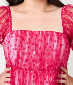 Smak Parlour Plus Size Hot Pink Glitter Hearts Love Interest Babydoll Dress - Unique Vintage - Womens, DRESSES, BABYDOLL