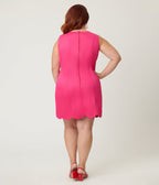Smak Parlour Plus Size Hot Pink & Red Hearts Scallop Mini Dress - Unique Vintage - Womens, DRESSES, SHIFTS