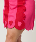Smak Parlour Plus Size Hot Pink & Red Hearts Scallop Mini Dress - Unique Vintage - Womens, DRESSES, SHIFTS