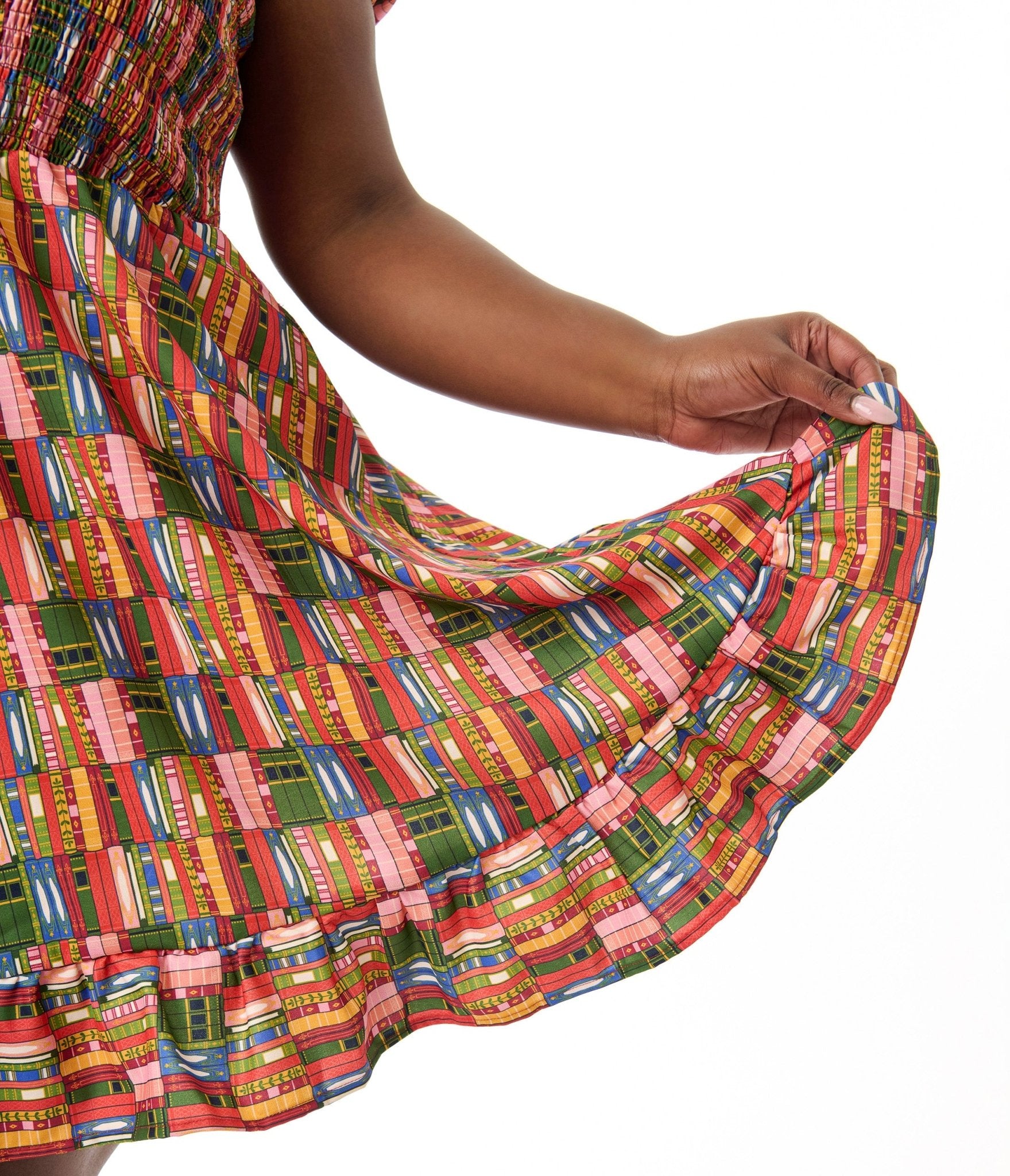Smak Parlour Plus Size Library Shelves Print Smocked Fit & Flare Dress - Unique Vintage - Womens, DRESSES, FIT AND FLARE