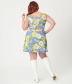 Smak Parlour Plus Size Olive Mod Floral Gettin Groovy Mini Dress - Unique Vintage - Womens, DRESSES, A - LINE