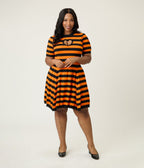 Smak Parlour Plus Size Orange & Black Heart Cutout Flare Dress - Unique Vintage - Womens, DRESSES, FIT AND FLARE