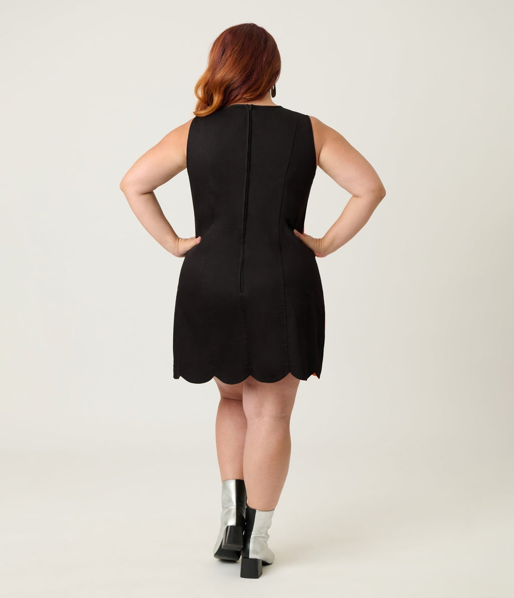 Smak Parlour Plus Size Orange & Black Stripe Scallop Mini Dress - Unique Vintage - Womens, DRESSES, SHIFTS