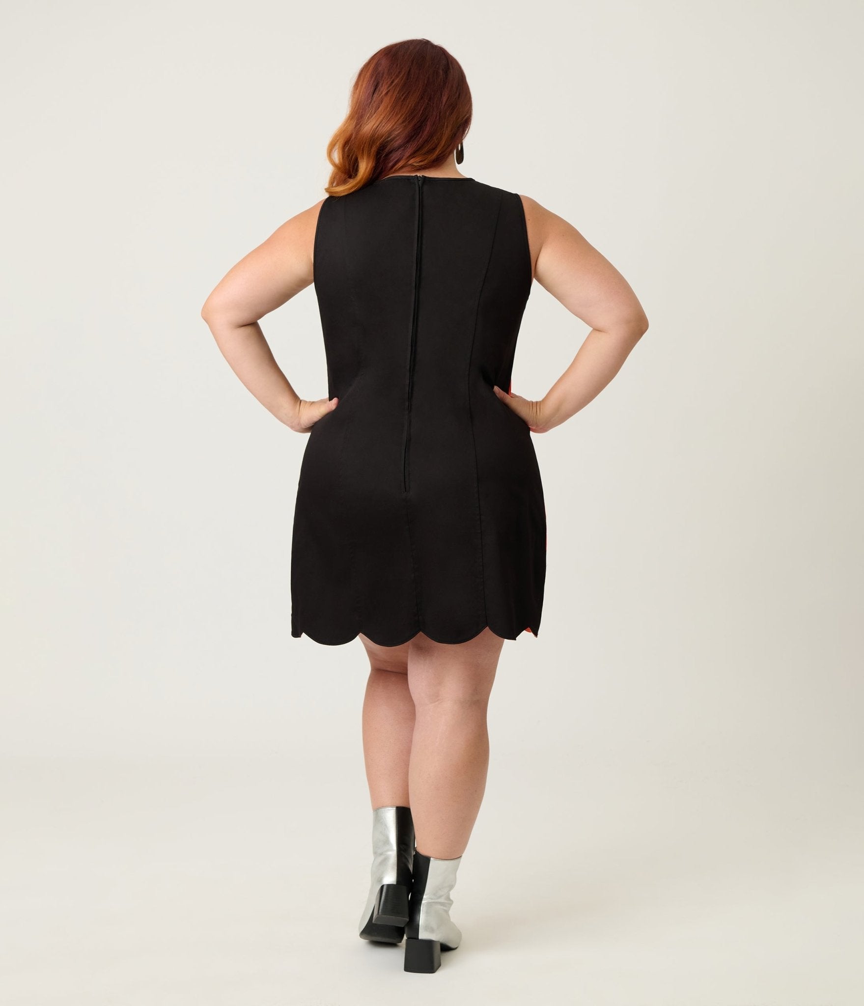 Smak Parlour Plus Size Orange & Black Stripe Scallop Mini Dress - Unique Vintage - Womens, DRESSES, SHIFTS