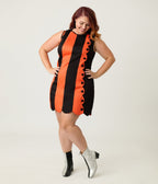 Smak Parlour Plus Size Orange & Black Stripe Scallop Mini Dress - Unique Vintage - Womens, DRESSES, SHIFTS