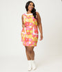 Smak Parlour Plus Size Orange Flower Print Mod Shift Dress