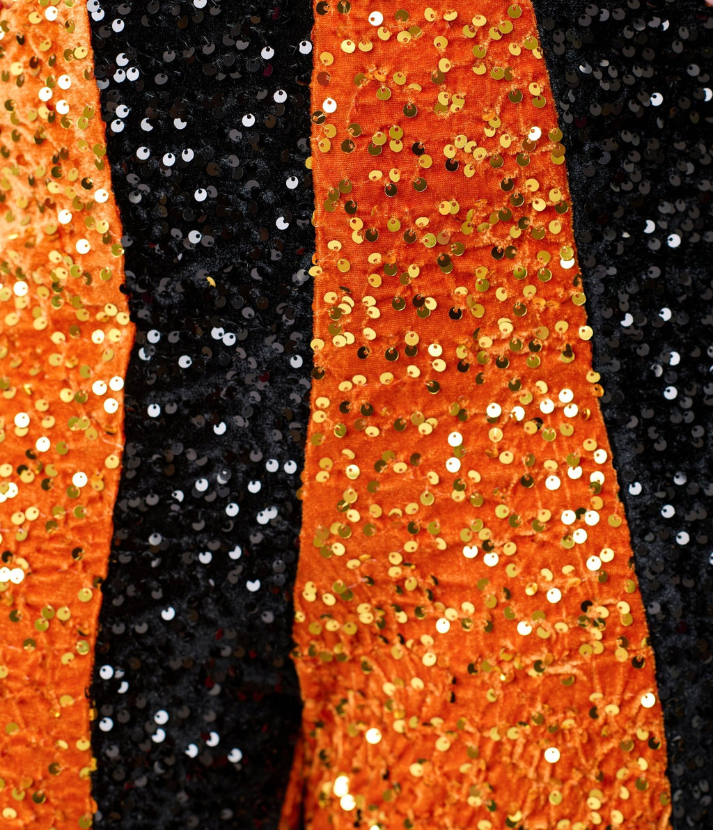 Smak Parlour Plus Size Orange & Silver Sequin Glamour Goddess Jumpsuit - Unique Vintage -Womens, BOTTOMS, ROMPERS & JUMPSUITS